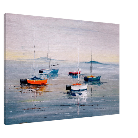 Tranquil Harbour – Sailing Boats at Rest Nautical Wall Art Print - Canvas - 70x100 cm / 28x40″ - 