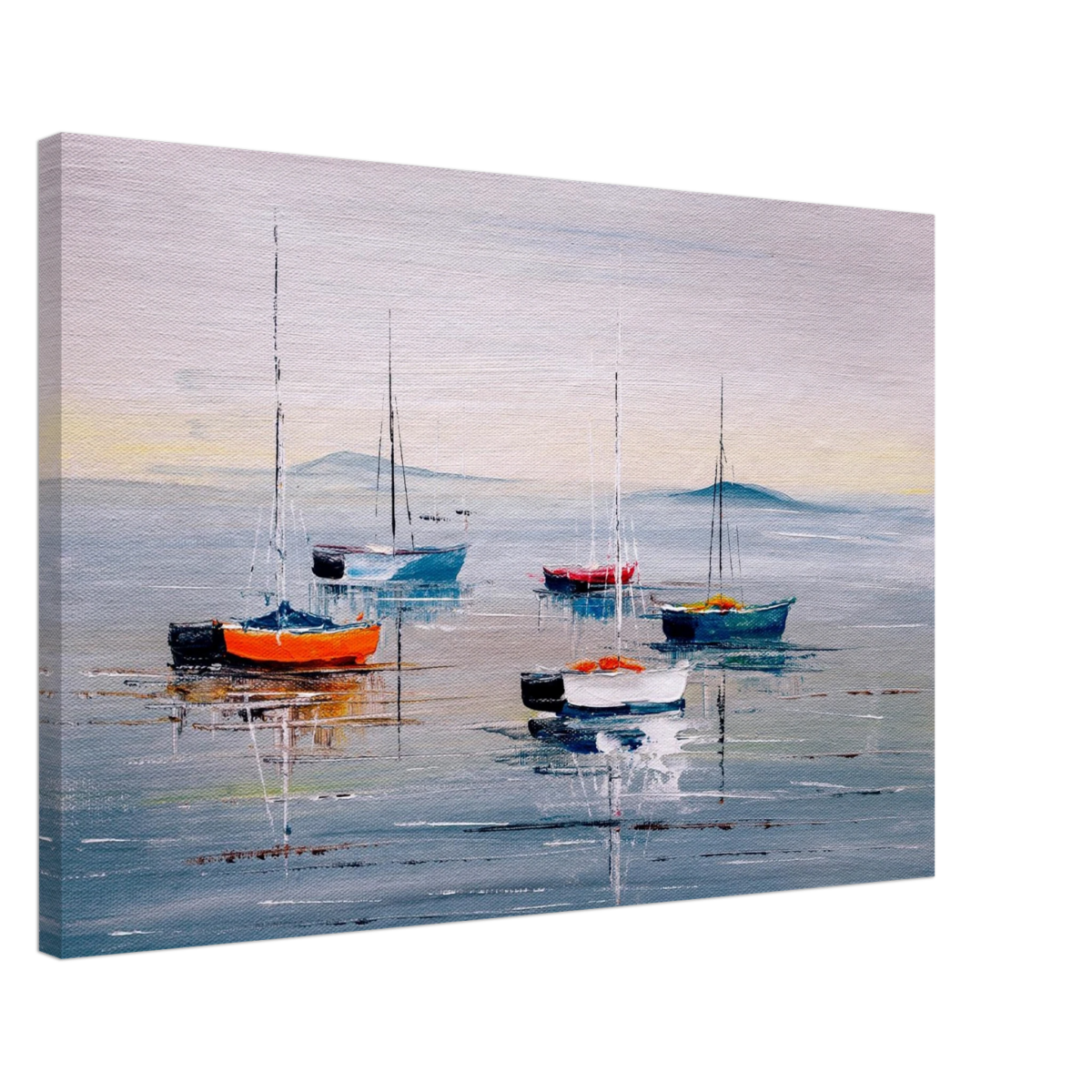 Tranquil Harbour – Sailing Boats at Rest Nautical Wall Art Print - Canvas - 50x75 cm / 20x30″ - 