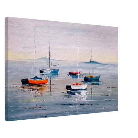 Tranquil Harbour – Sailing Boats at Rest Nautical Wall Art Print - Canvas - 50x75 cm / 20x30″ - 