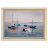 Tranquil Harbour – Sailing Boats at Rest Nautical Wall Art Print - Framed Canvas - 20x30 cm / 8x12″ - Wood frame