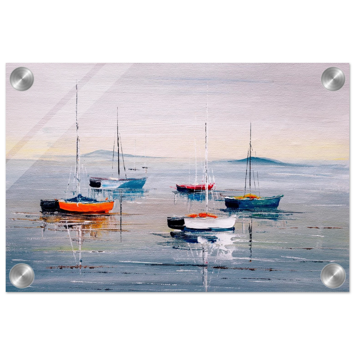 Tranquil Harbour – Sailing Boats at Rest Nautical Wall Art Print - Acrylic Print - 20x30 cm / 8x12″ - 