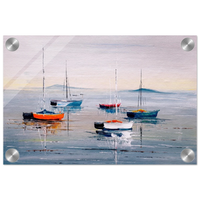 Tranquil Harbour – Sailing Boats at Rest Nautical Wall Art Print - Acrylic Print - 20x30 cm / 8x12″ - 