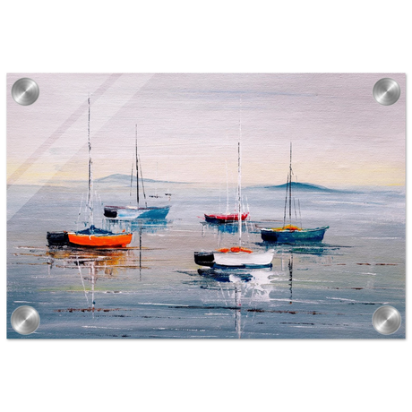 Tranquil Harbour – Sailing Boats at Rest Nautical Wall Art Print - Acrylic Print - 20x30 cm / 8x12″ - 