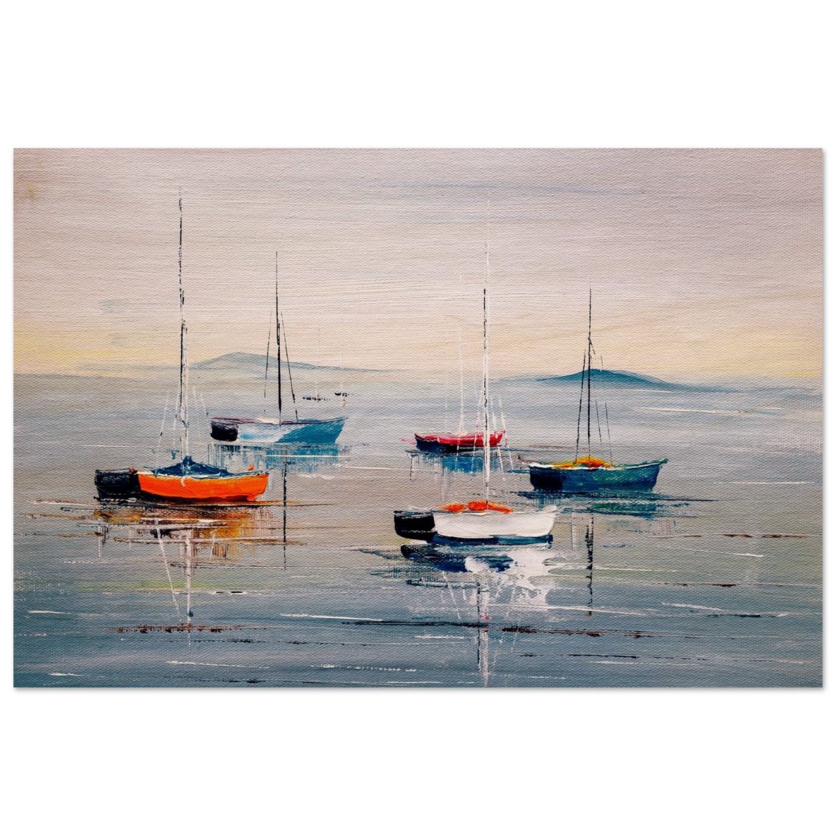 Tranquil Harbour – Sailing Boats at Rest Nautical Wall Art Print - Wood Prints - 60x90 cm / 24x36″ - 