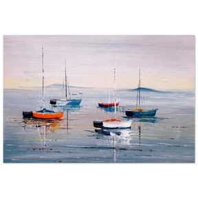 Tranquil Harbour – Sailing Boats at Rest Nautical Wall Art Print - Fine Art Poster - 60x90 cm / 24x36″ - 