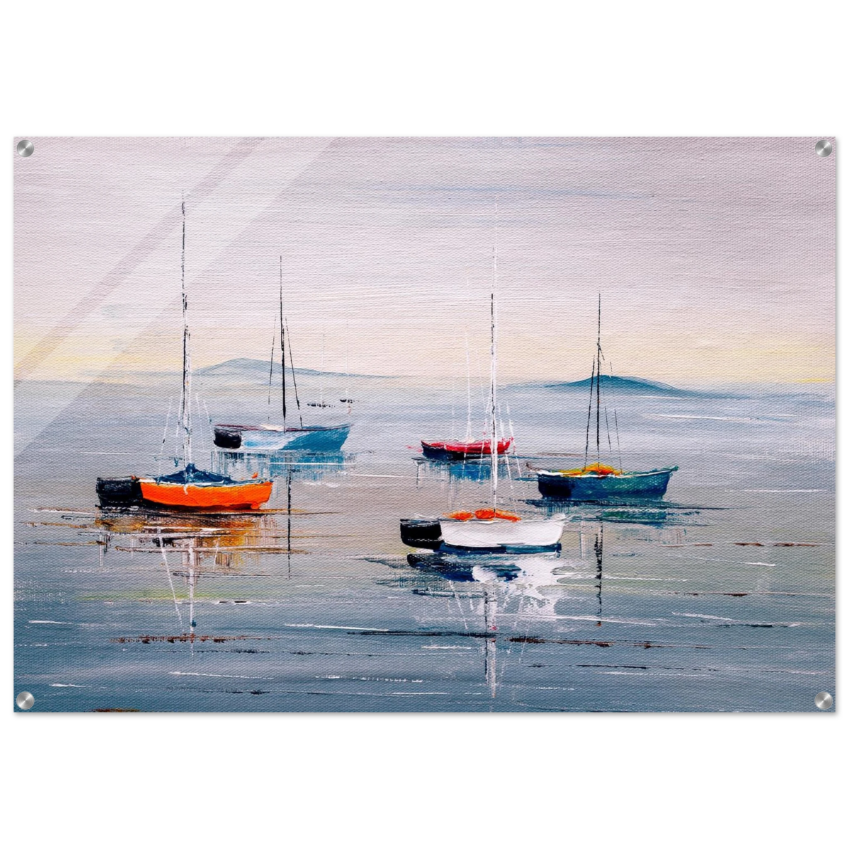 Tranquil Harbour – Sailing Boats at Rest Nautical Wall Art Print - Acrylic Print - 70x100 cm / 28x40″ - 