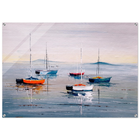 Tranquil Harbour – Sailing Boats at Rest Nautical Wall Art Print - Acrylic Print - 70x100 cm / 28x40″ - 