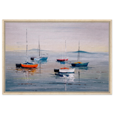Tranquil Harbour – Sailing Boats at Rest Nautical Wall Art Print - Framed Canvas - 60x90 cm / 24x36″ - Wood frame