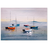 Tranquil Harbour – Sailing Boats at Rest Nautical Wall Art Print - Canvas - 50x75 cm / 20x30″ - 