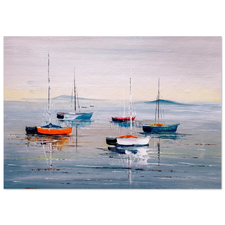 Tranquil Harbour – Sailing Boats at Rest Nautical Wall Art Print - Canvas - 50x75 cm / 20x30″ - 
