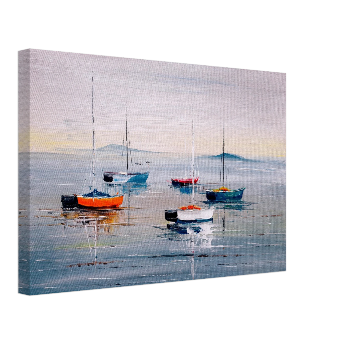 Tranquil Harbour – Sailing Boats at Rest Nautical Wall Art Print - Canvas - 30x45 cm / 12x18″ - 