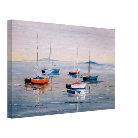 Tranquil Harbour – Sailing Boats at Rest Nautical Wall Art Print - Canvas - 30x45 cm / 12x18″ - 