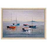 Tranquil Harbour – Sailing Boats at Rest Nautical Wall Art Print - Framed Canvas - 40x60 cm / 16x24″ - Wood frame