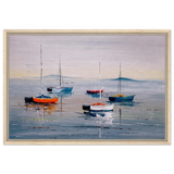 Tranquil Harbour – Sailing Boats at Rest Nautical Wall Art Print - Framed Canvas - 50x75 cm / 20x30″ - Wood frame