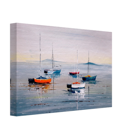 Tranquil Harbour – Sailing Boats at Rest Nautical Wall Art Print - Canvas - 20x30 cm / 8x12″ - 