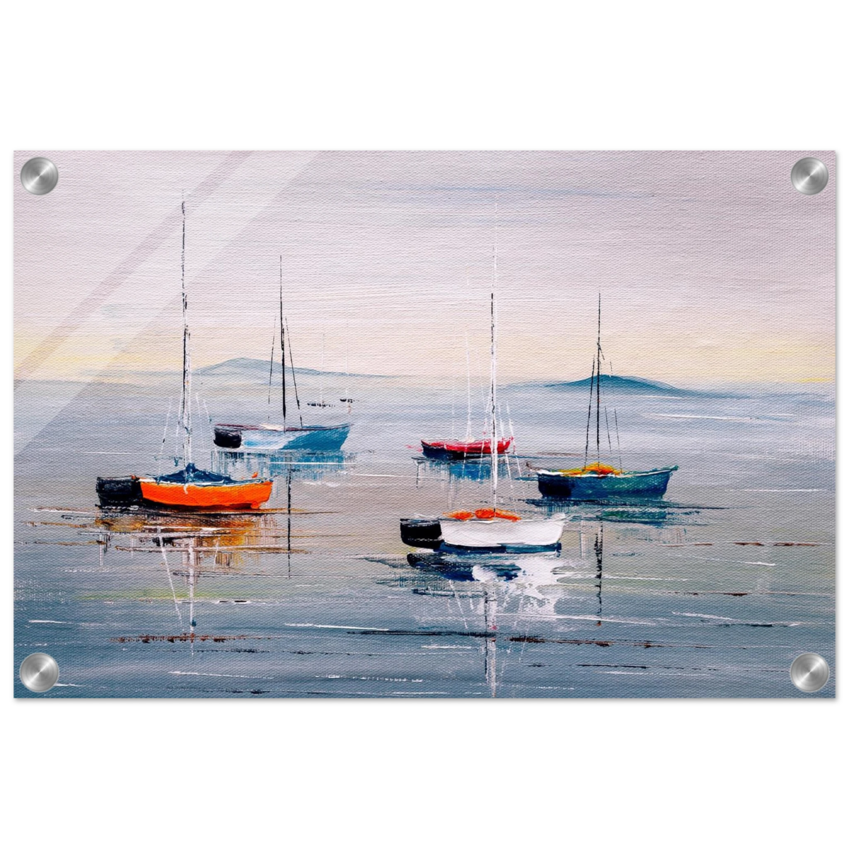 Tranquil Harbour – Sailing Boats at Rest Nautical Wall Art Print - Acrylic Print - 30x45 cm / 12x18″ - 