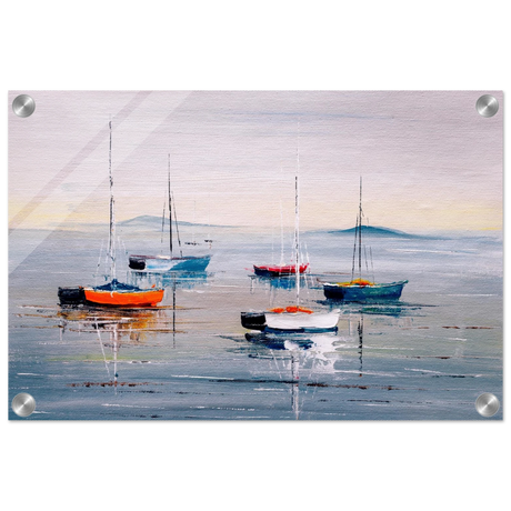 Tranquil Harbour – Sailing Boats at Rest Nautical Wall Art Print - Acrylic Print - 30x45 cm / 12x18″ - 