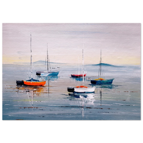 Tranquil Harbour – Sailing Boats at Rest Nautical Wall Art Print - Fine Art Poster - 70x100 cm / 28x40″ - 