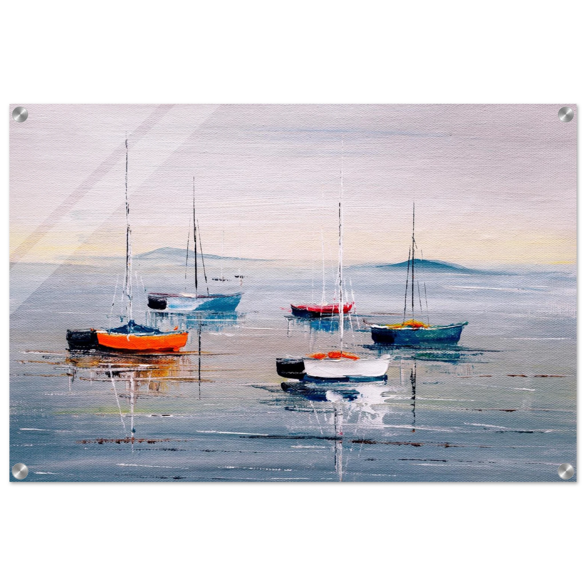 Tranquil Harbour – Sailing Boats at Rest Nautical Wall Art Print - Acrylic Print - 50x75 cm / 20x30″ - 