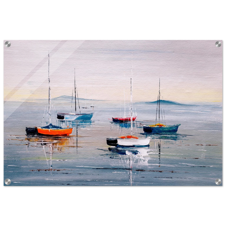 Tranquil Harbour – Sailing Boats at Rest Nautical Wall Art Print - Acrylic Print - 50x75 cm / 20x30″ - 
