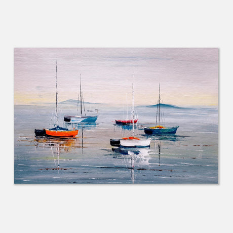 Tranquil Harbour – Sailing Boats at Rest Nautical Wall Art Print - Aluminum Print - 40x60 cm / 16x24″ - 