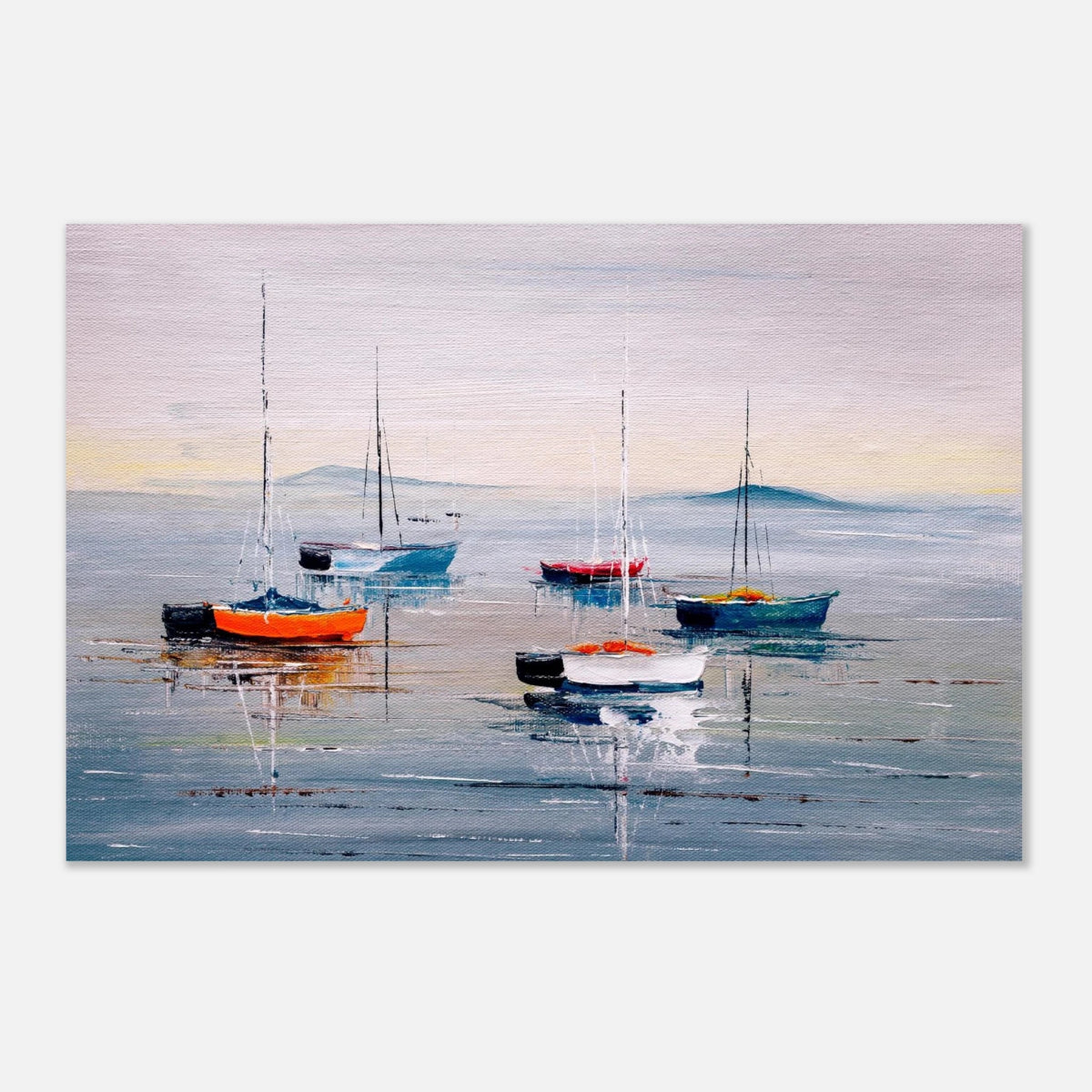 Tranquil Harbour – Sailing Boats at Rest Nautical Wall Art Print - Aluminum Print - 30x45 cm / 12x18″ - 