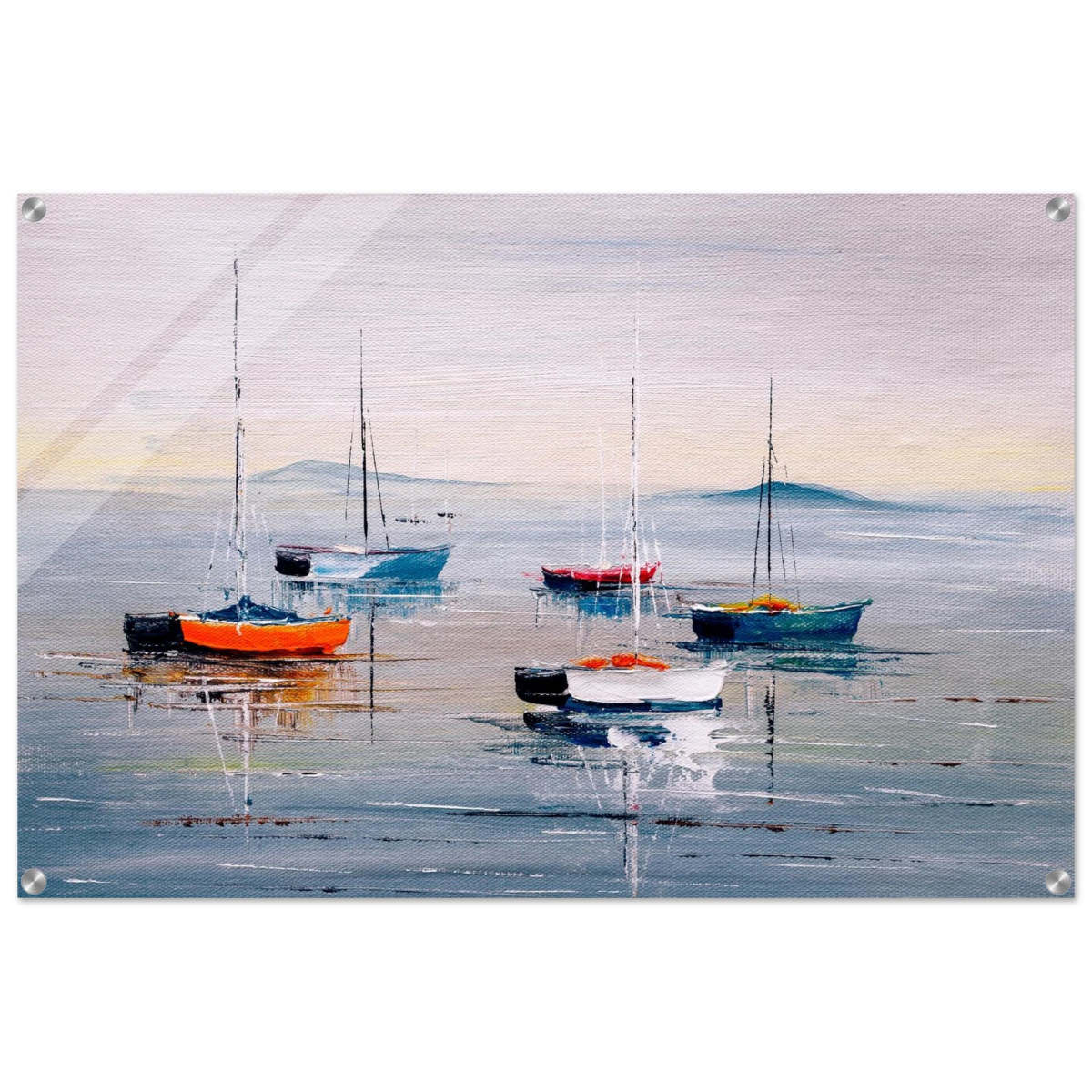 Tranquil Harbour – Sailing Boats at Rest Nautical Wall Art Print - Acrylic Print - 60x90 cm / 24x36″ - 