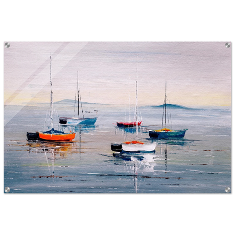 Tranquil Harbour – Sailing Boats at Rest Nautical Wall Art Print - Acrylic Print - 60x90 cm / 24x36″ - 