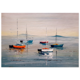 Tranquil Harbour – Sailing Boats at Rest Nautical Wall Art Print - Wood Prints - 70x100 cm / 28x40″ - 