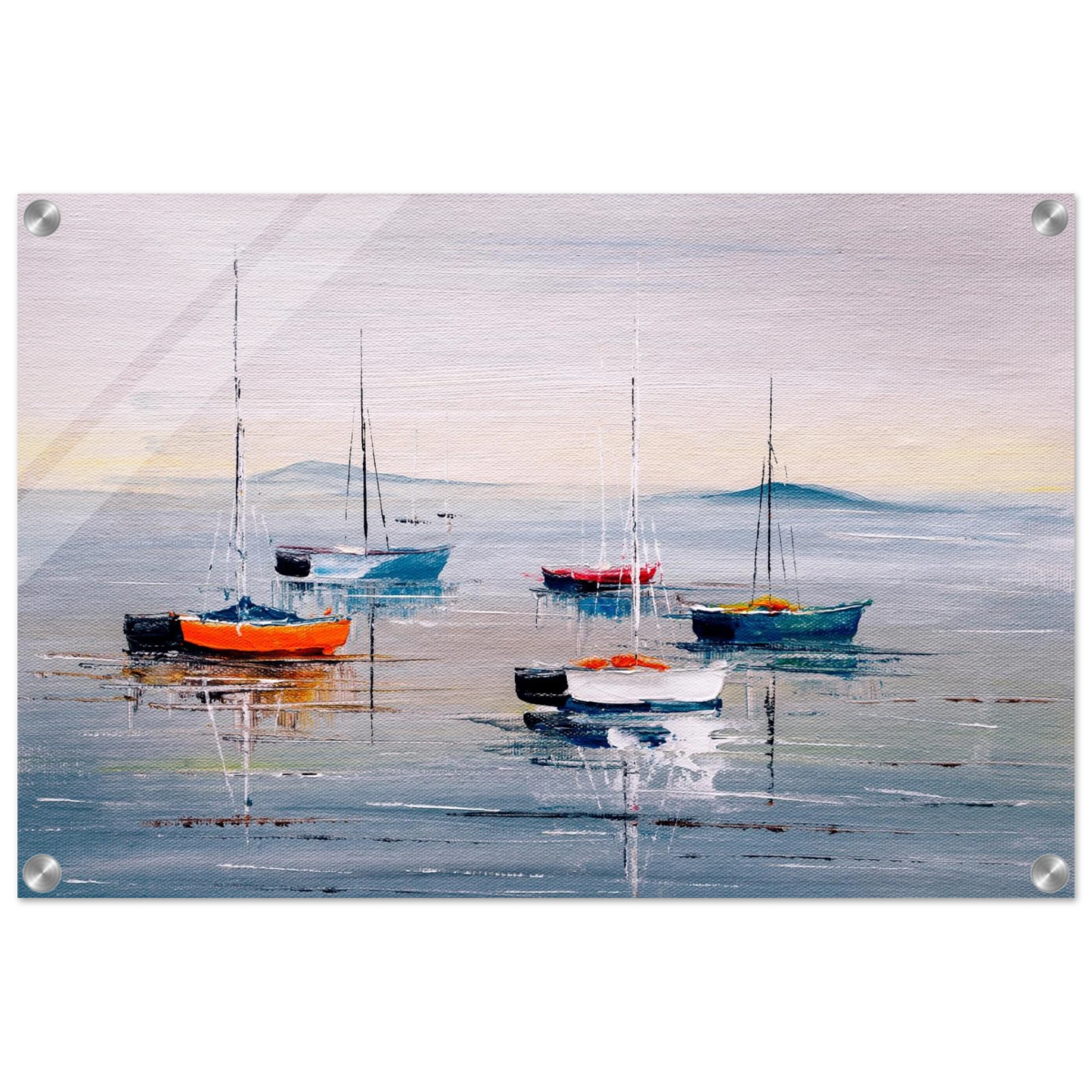 Tranquil Harbour – Sailing Boats at Rest Nautical Wall Art Print - Acrylic Print - 40x60 cm / 16x24″ - 
