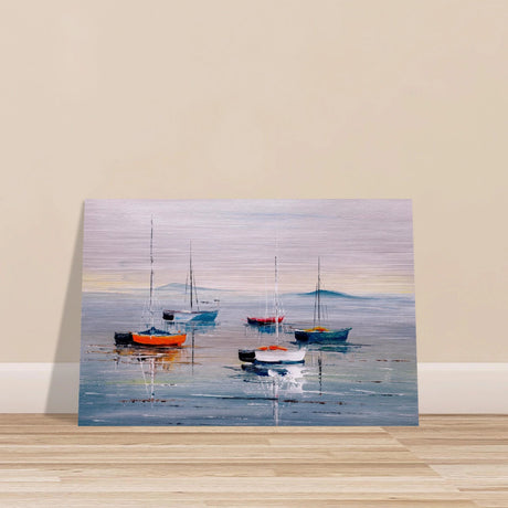 Tranquil Harbour – Sailing Boats at Rest Nautical Wall Art Print - Brushed Aluminum Print - 40x60 cm / 16x24″ - 