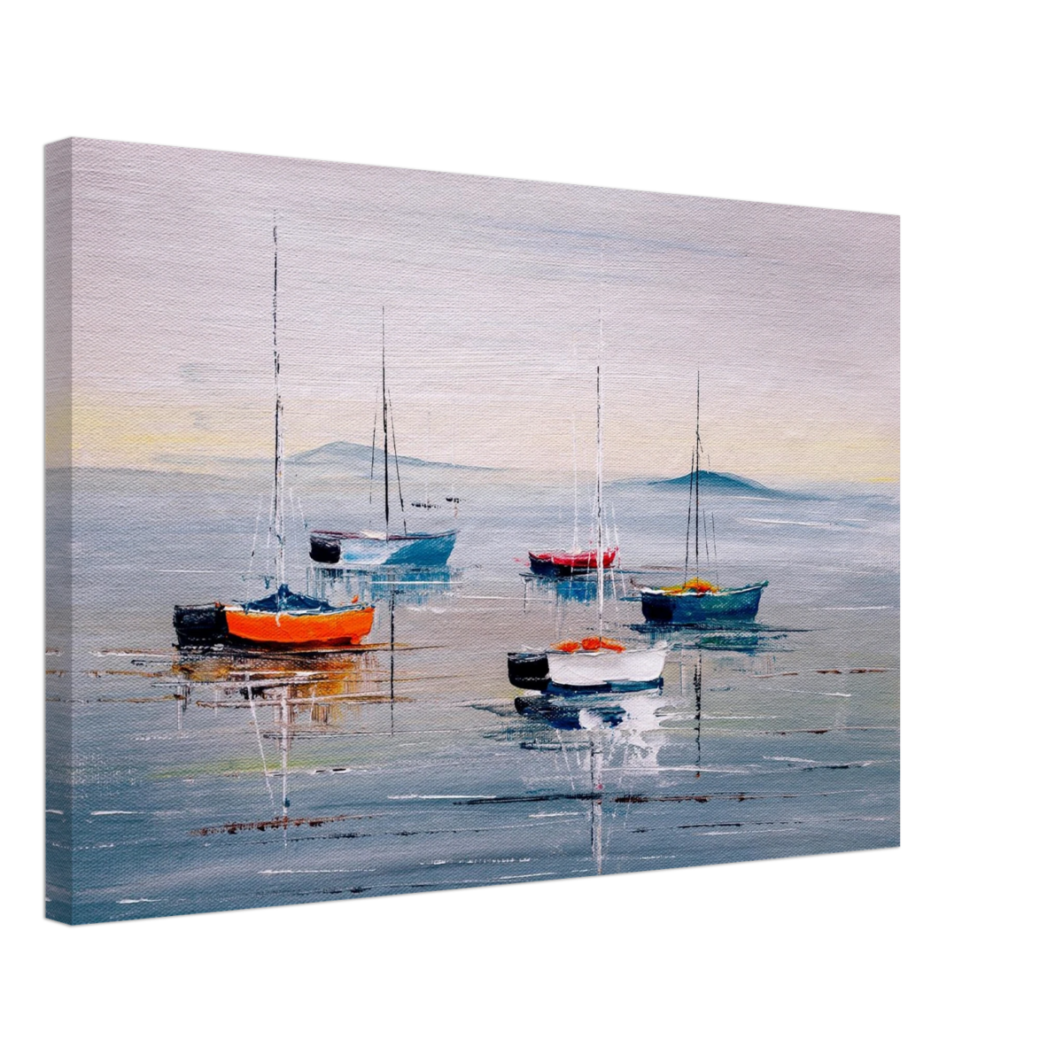 Tranquil Harbour – Sailing Boats at Rest Nautical Wall Art Print - Canvas - 40x60 cm / 16x24″ - 