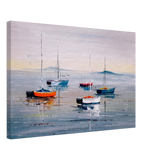 Tranquil Harbour – Sailing Boats at Rest Nautical Wall Art Print - Canvas - 40x60 cm / 16x24″ - 