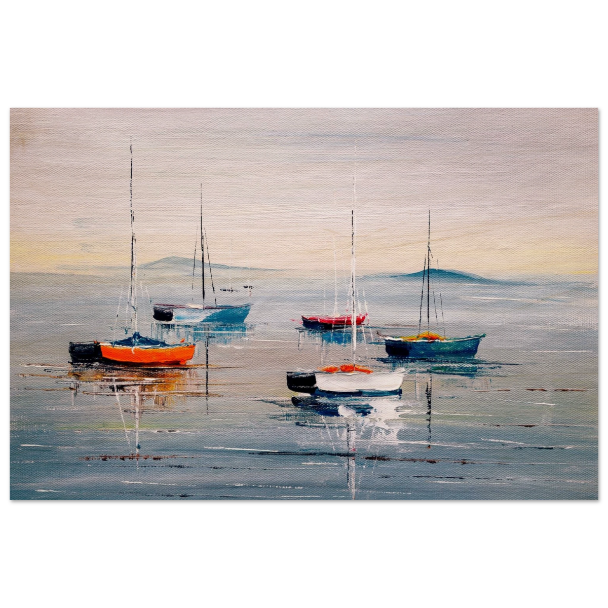 Tranquil Harbour – Sailing Boats at Rest Nautical Wall Art Print - Wood Prints - 50x75 cm / 20x30″ - 