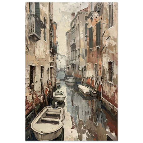 Tranquil Venice: Reflections of a Hidden Canal | Modern wall art print - Wood Prints - 30x45 cm / 12x18″ - 