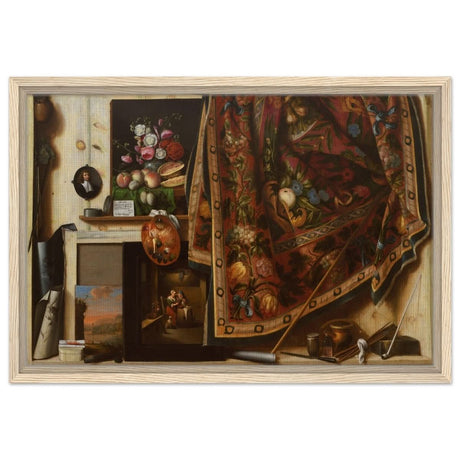 Trompe l'oeil. A Cabinet in the Artist's Studio by Cornelis Norbertus Gysbrechts | Vintage art wall art print - Framed Canvas - 40x60 cm / 16x24″ - Wood frame