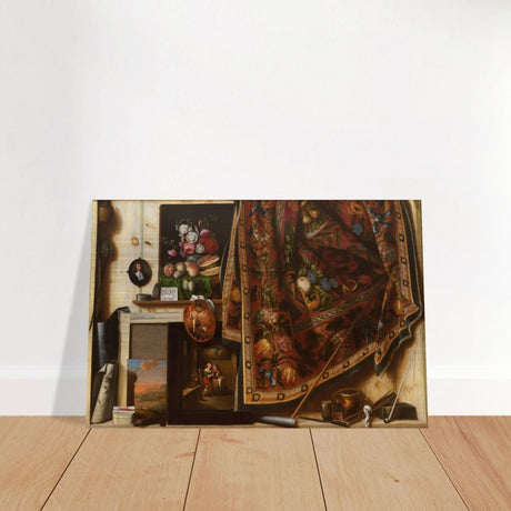 Trompe l'oeil. A Cabinet in the Artist's Studio by Cornelis Norbertus Gysbrechts | Vintage art wall art print - Brushed Aluminum Print - 30x45 cm / 12x18″ - 