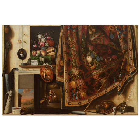 Trompe l'oeil. A Cabinet in the Artist's Studio by Cornelis Norbertus Gysbrechts | Vintage art wall art print - Wood Prints - 60x90 cm / 24x36″ - 