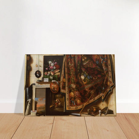 Trompe l'oeil. A Cabinet in the Artist's Studio by Cornelis Norbertus Gysbrechts | Vintage art wall art print - Brushed Aluminum Print - 40x60 cm / 16x24″ - 