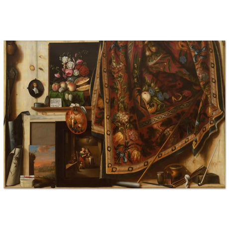 Trompe l'oeil. A Cabinet in the Artist's Studio by Cornelis Norbertus Gysbrechts | Vintage art wall art print - Wood Prints - 50x75 cm / 20x30″ - 