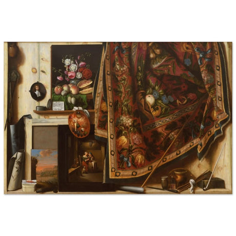 Trompe l'oeil. A Cabinet in the Artist's Studio by Cornelis Norbertus Gysbrechts | Vintage art wall art print - Aluminum Print - 40x60 cm / 16x24″ - 