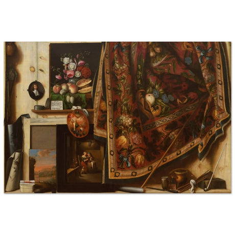 Trompe l'oeil. A Cabinet in the Artist's Studio by Cornelis Norbertus Gysbrechts | Vintage art wall art print - Wood Prints - 30x45 cm / 12x18″ - 
