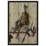 Trompe l'Oeil. by Cornelis Norbertus Gysbrechts | Vintage Wall art print - Framed Canvas - 50x75 cm / 20x30″ - Black frame