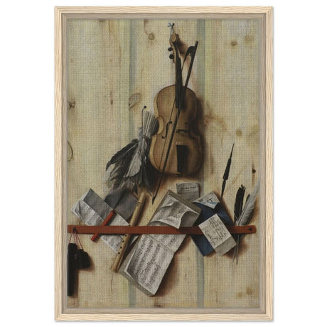 Trompe l'Oeil. by Cornelis Norbertus Gysbrechts | Vintage Wall art print - Framed Canvas - 40x60 cm / 16x24″ - Wood frame