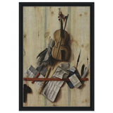 Trompe l'Oeil. by Cornelis Norbertus Gysbrechts | Vintage Wall art print - Framed Canvas - 40x60 cm / 16x24″ - Black frame