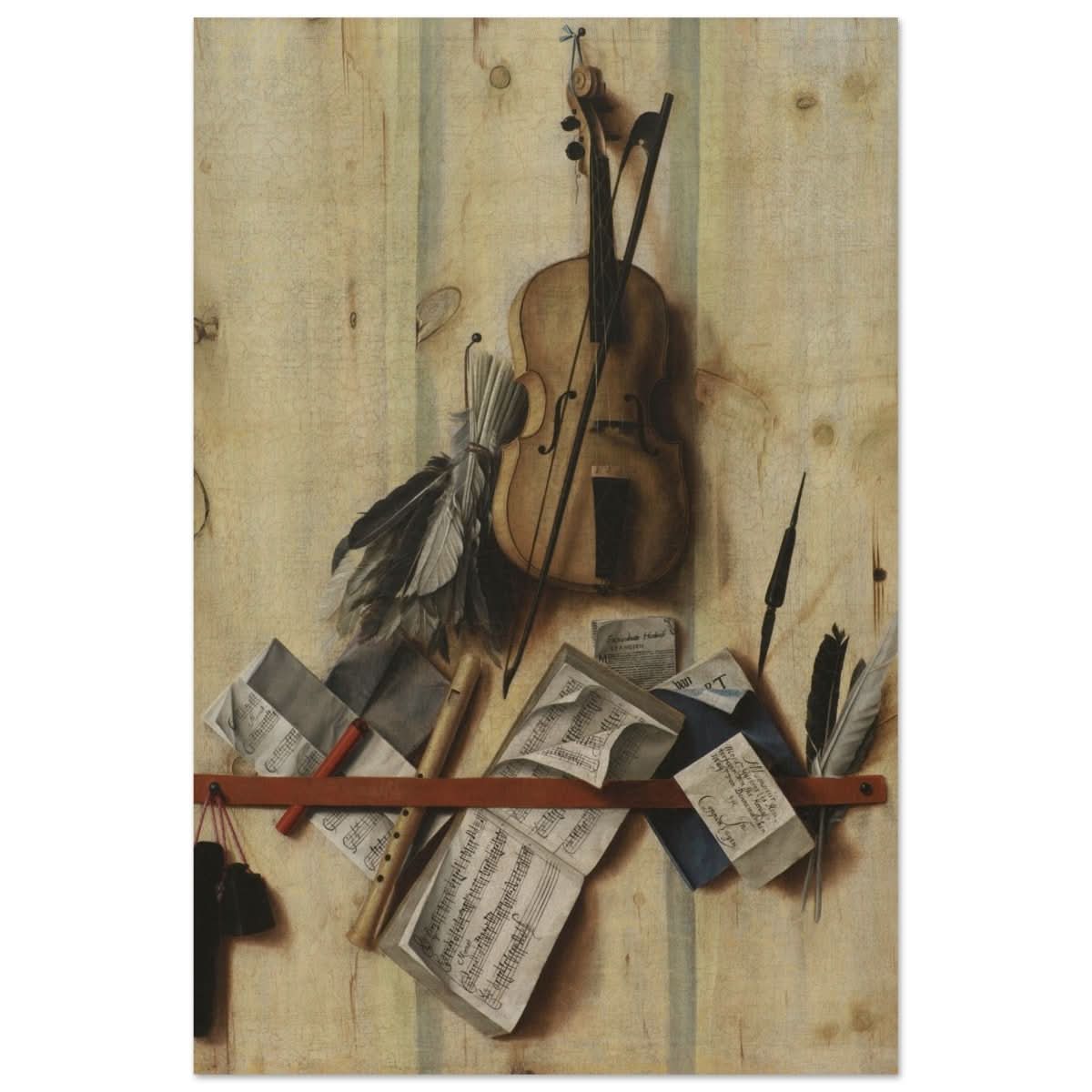 Trompe l'Oeil. by Cornelis Norbertus Gysbrechts | Vintage Wall art print - Wood Prints - 30x45 cm / 12x18″ - 