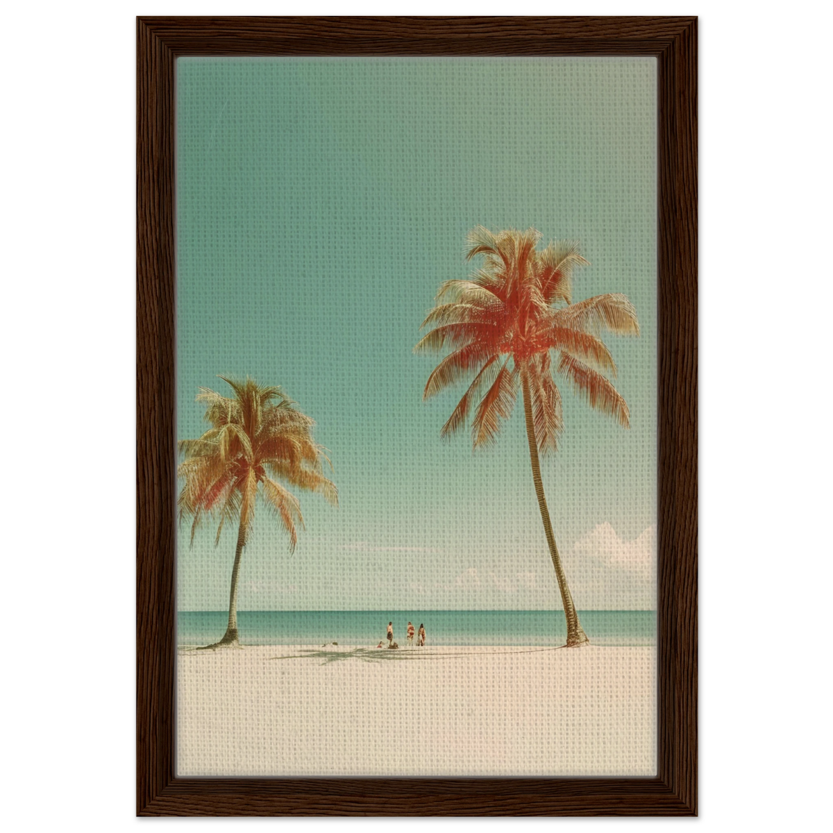 "Tropical Serenity" – A Coastal Escape | Palm Beach Wall art Print - 30x45 cm / 12x18″ - Framed Canvas - Dark wood frame