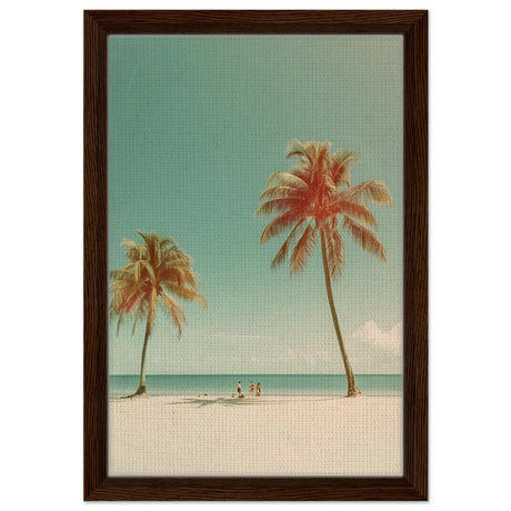"Tropical Serenity" – A Coastal Escape | Palm Beach Wall art Print - 30x45 cm / 12x18″ - Framed Canvas - Dark wood frame