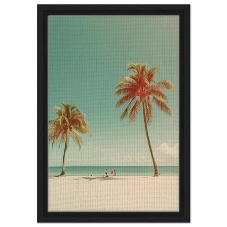 "Tropical Serenity" – A Coastal Escape | Palm Beach Wall art Print - 30x45 cm / 12x18″ - Framed Canvas - Black frame