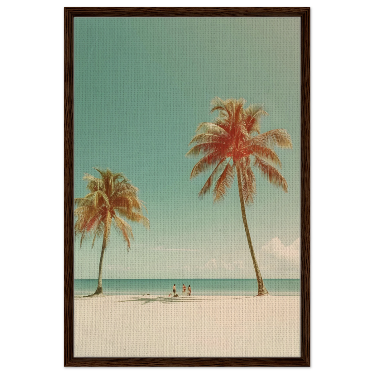 "Tropical Serenity" – A Coastal Escape | Palm Beach Wall art Print - 60x90 cm / 24x36″ - Framed Canvas - Dark wood frame